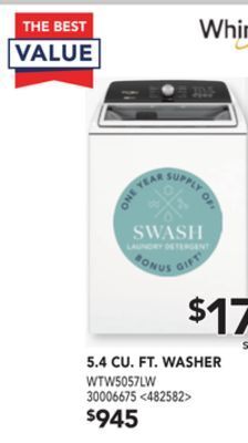 Lowe's Whirlpool 5.4 cu. ft. washer offer