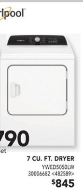 Lowe's Whirlpool 7 cu. ft. dryer offer