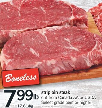 Fortinos Striploin steak offer