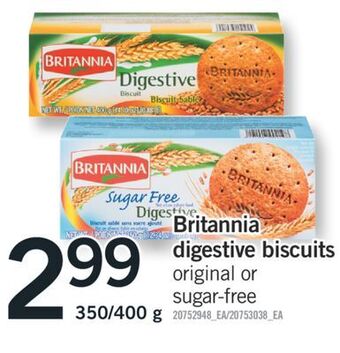 Fortinos Britannia digestive biscuits, 350/400 g offer