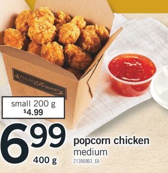 Fortinos Popcorn chicken, 400 g offer