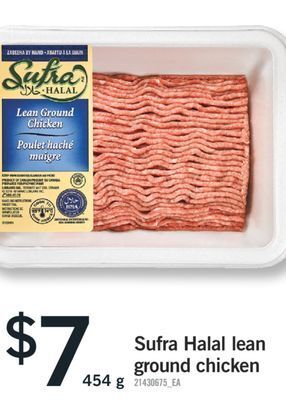 Fortinos Sufra halal lean ground chicken, 454 g offer