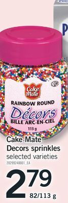 Fortinos Cake mate decors sprinkles, 82/113 g offer