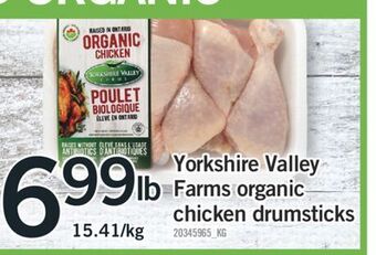 Fortinos Yorkshire valley farms organic chicken drumsticks offer