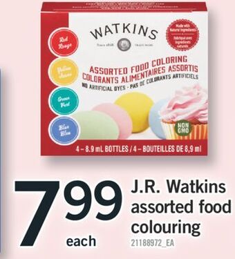 Fortinos J.r. watkins assorted food colouring offer