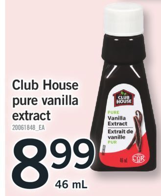 Fortinos Club house pure vanilla extract, 46 ml offer