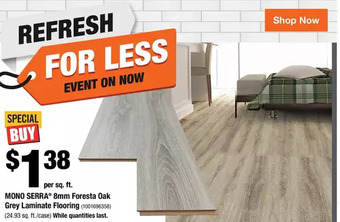Home Depot Mono serra 8mm foresta oak grey laminate flooring offer
