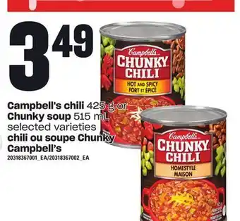 Independent Grocer Campbell's chili, 425 g chunky soup, 515 ml offer