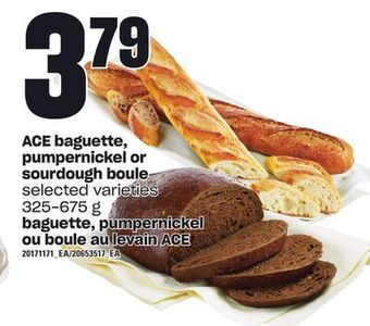 Independent Grocer Ace baguette, pumpernickel or sourdough boule, 325-675 g offer