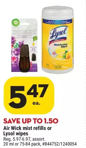 Giant Tiger Air wick mist refills offer