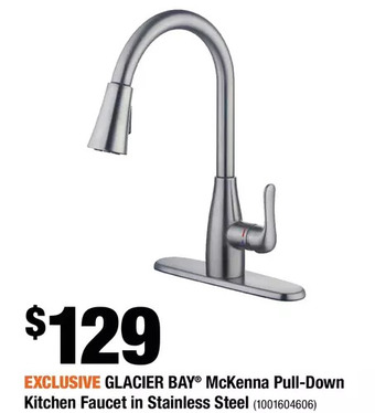 Home Depot Glacier bay mckenna pull-down kitchen faucet in stainless steel offer