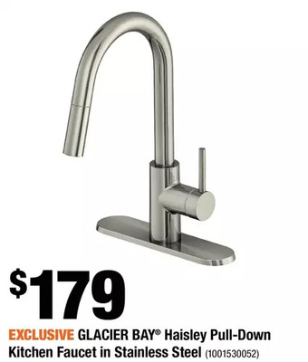 Home Depot Glacier bay haisley pull-down kitchen faucet in stainless steel offer