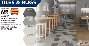RONA Faber 10" x 11" hexagon porcelain tiles offer
