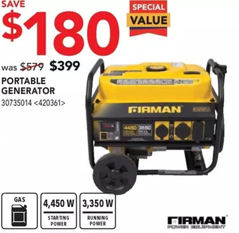 RONA Firman portable generator offer