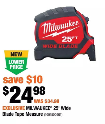 Home Depot Milwaukee 25' wide blade tape measure offer