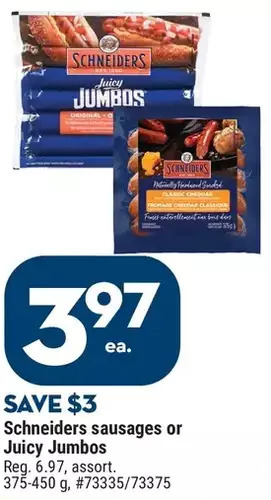 Giant Tiger Schneiders sausages offer