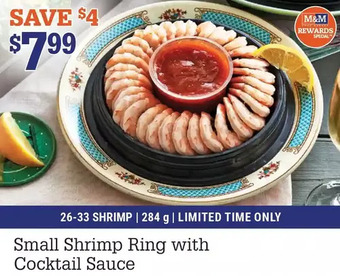 M & M Food Market Small shrimp ring with cocktail sauce offer
