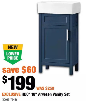 Home Depot Hdc 18" arvesen vanity set offer