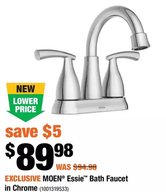 Home Depot Moen essie bath faucet in chrome offer