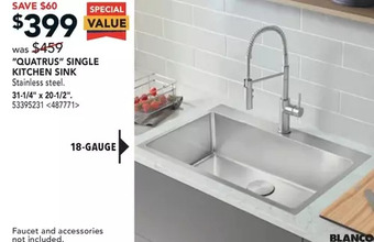 RONA Blanco "quatrus" single kitchen sink offer