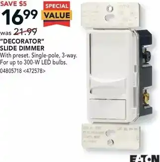 RONA Eaton "decorator" slide dimmer offer