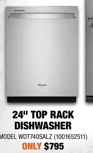 Home Depot Whirlpool 24" top rack dishwasher offer