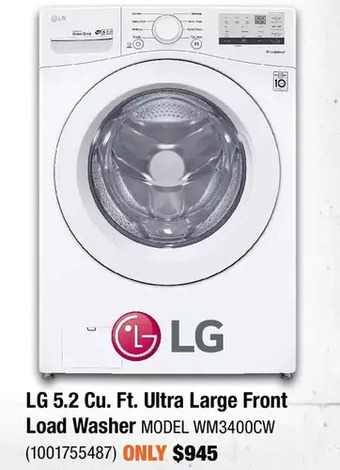 Home Depot Lg 5.2 cu. ft. ultra large front load washer offer