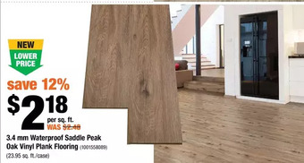 Home Depot 3.4 mm waterproof saddle peak oak vinyl plank flooring offer
