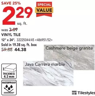 Lowe's Tilestyles vinyl tile offer