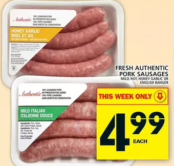 Food Basics Fresh authentic pork sausages offer
