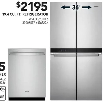 Lowe's Whirlpool 19.4 cu. ft. refrigerator offer