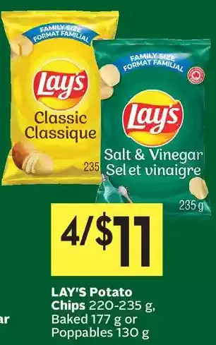 Foodland Lay's potato chips, baked or poppables offer