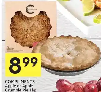 Foodland Compliments apple or apple crumble pie offer