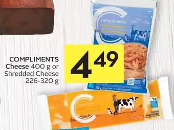 Foodland Compliments cheese or shredded cheese offer