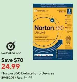 Staples Norton 360 deluxe for 5 devices offer