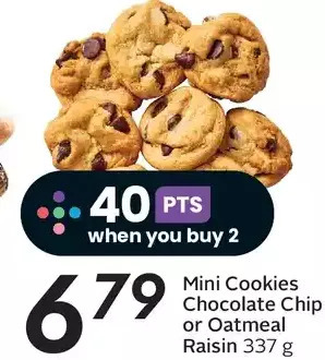 Sobeys Mini cookies chocolate chip or oatmeal raisin offer