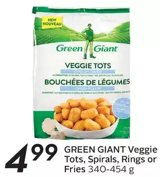 Sobeys Green giant veggie tots, spirals, rings or fries offer