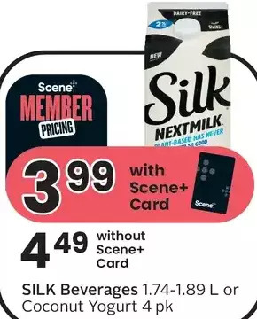 Sobeys Silk beverages or coconut yogurt offer