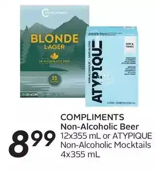 Sobeys Compliments non-alcoholic beer or atypique non-alcoholic mocktails offer