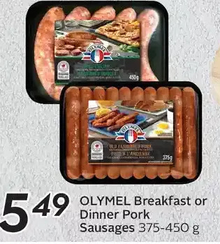 Sobeys Olymel breakfast or dinner pork sausages offer