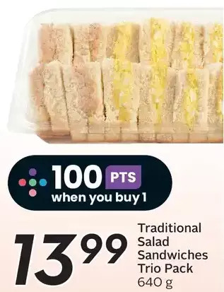 Sobeys Traditional salad sandwiches trio pack offer
