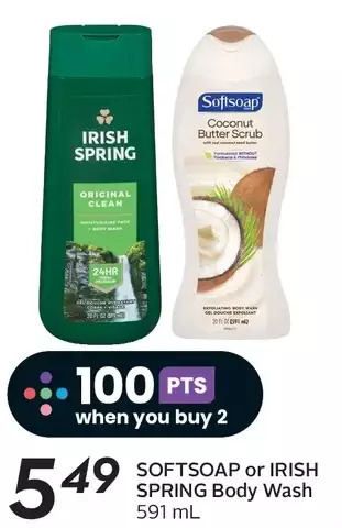 Sobeys Softsoap or irish spring body wash offer