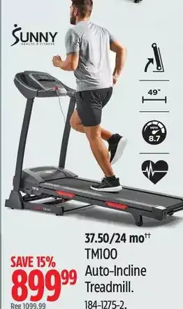 Canadian Tire Sunny tm100 auto-incline treadmill offer