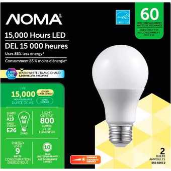 Canadian Tire Noma 60w a19 led light bulbs warm white or daylight offer