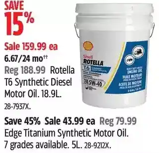 Canadian Tire Rotella t6 synthetic diesel motor oil. 18.9l offer
