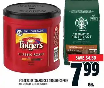 Metro Folgers or starbucks ground coffee offer