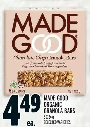 Metro Made good organic granola bars offer