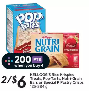 Kellogg's rice krispies treats, pop-tarts, nutri-grain bars or special k pastry crisps