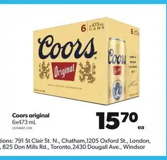 Real Canadian Superstore Coors original, 6x473 ml offer