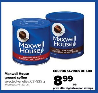 Real Canadian Superstore Maxwell house ground coffee, 631-925 g offer